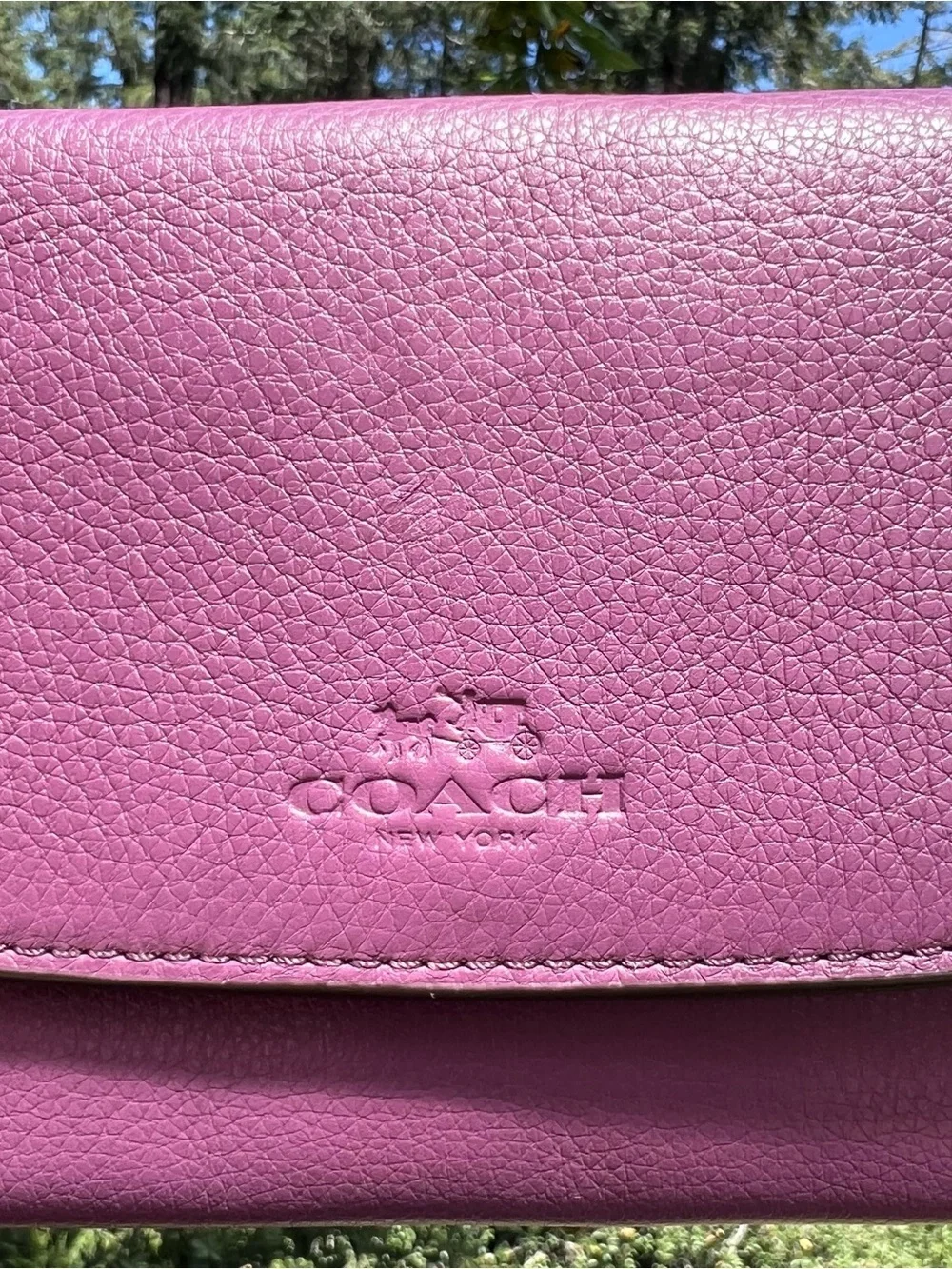 COACH Vintage Purple Leather Trifold Wallet AUTHENTIC